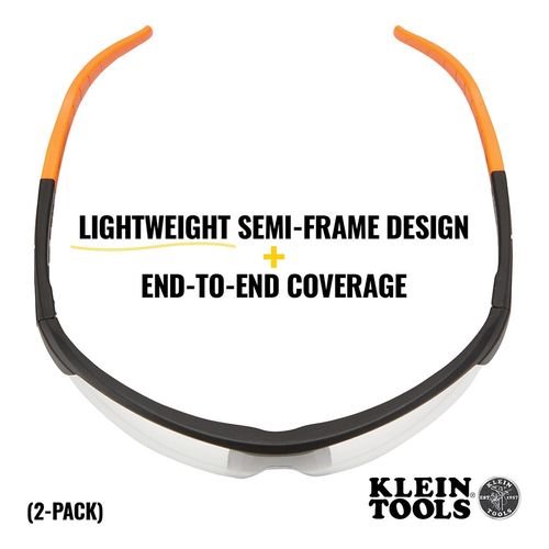 Main product image of Safety Glasses, Clear Anti-Fog Lens, Half-Frame, Black/Orange