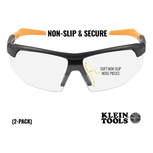 Main product image of Safety Glasses, Clear Anti-Fog Lens, Half-Frame, Black/Orange