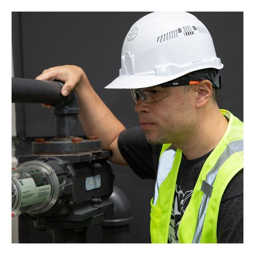 Main product image of Safety Glasses, Clear Anti-Fog Lens, Half-Frame, Black/Orange