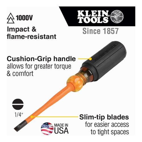 Main product image of 6" Insulated Slotted Screwdriver, 1/4" Cabinet