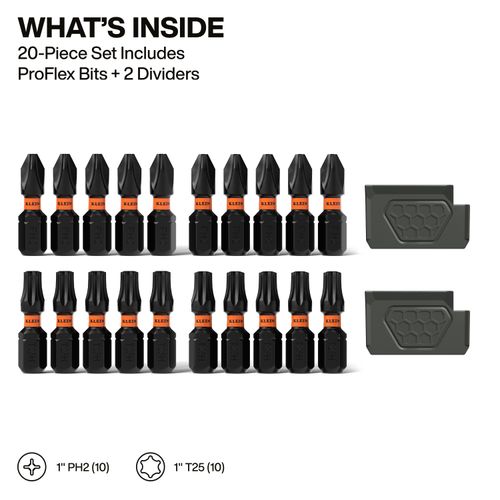 Main product image of 20-Piece ProFlex Impact-Rated Bit Set, #2 Phillips and #25 TORX