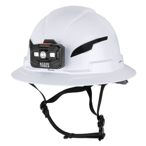 Main product image of Full Brim Non-Vented Hard Hat w/ Rechargeable Head Lamp, Type 2 Class E (White)