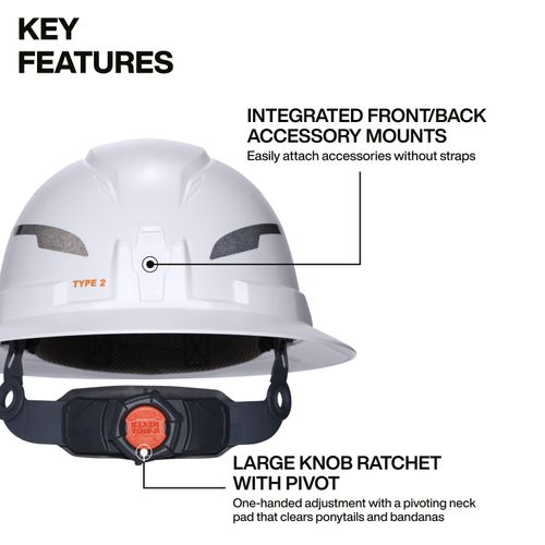 Main product image of Full Brim Non-Vented Hard Hat w/ Rechargeable Head Lamp, Type 2 Class E (White)