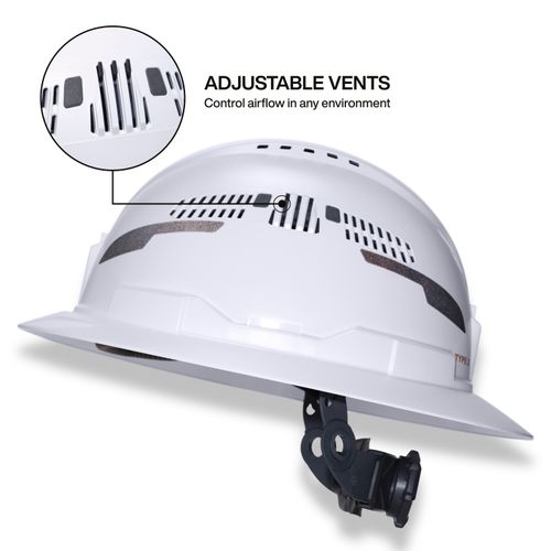 Main product image of Full Brim Vented Hard Hat w/ Rechargeable Head Lamp, Type 2 Class C (White)