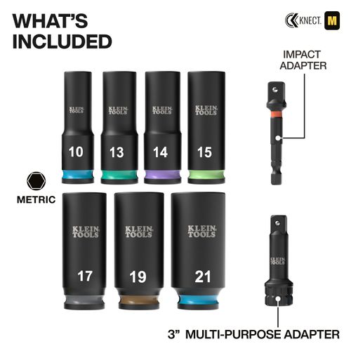 Main product image of 9 Piece KNECT Deep-Well 3/8" Drive Impact Socket Set, Metric