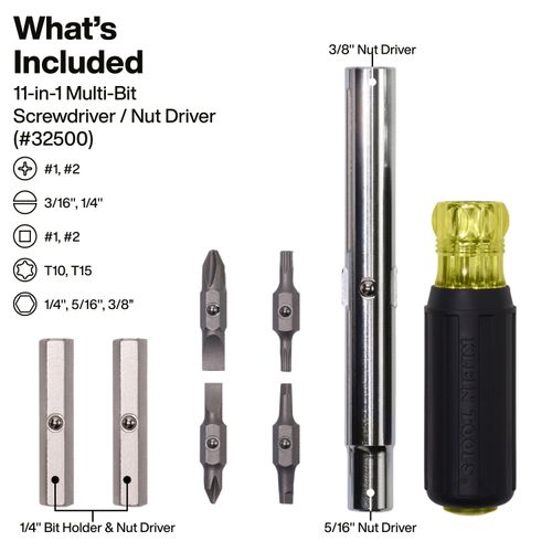 Main product image of 11-in-1 Multi-Bit Screwdriver/Nut Driver Set, 3-Piece, 32500SDKIT