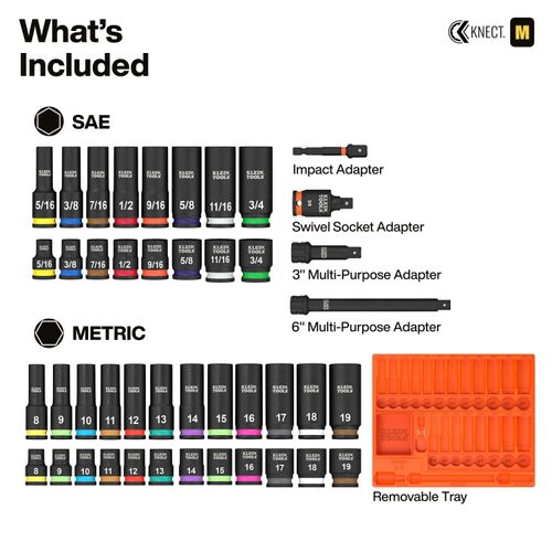 Main product image of KNECT 3/8" Deep/Shallow Socket Set, 44 Piece Set, 65148HD