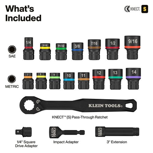 Main product image of KNECT SAE Metric Pass-Through Socket Set, 33 Piece, 65302KNECT