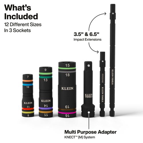 Main product image of KNECT Quad-12 Socket Set, SAE, Metric, 6 Piece, 653MQS