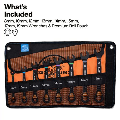 Main product image of Metric Ratchet Combo Wrench Set, 8 Piece, 69508M