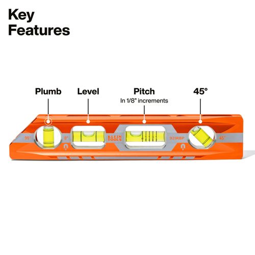 Main product image of 8" Pitch Vial Torpedo Level, 4 Vial, 935RBP