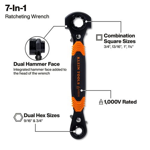 Main product image of 7" -1 Insulated Lineman Wrench, KT175HFINS