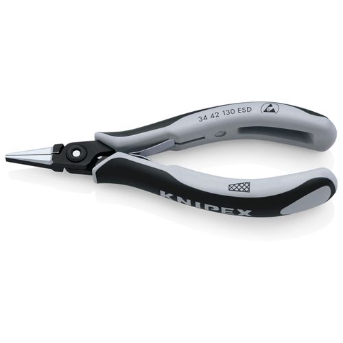 Main product image of 5-1/4" Electronics Pliers w/ Flat-Wide Tips and ESD Handles, Cross-Hatched