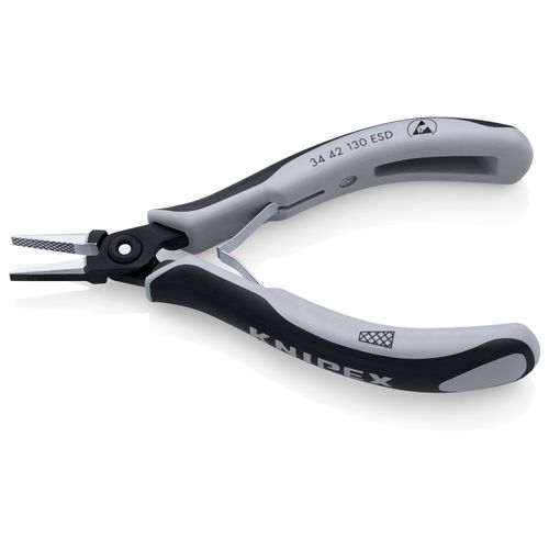 Main product image of 5-1/4" Electronics Pliers w/ Flat-Wide Tips and ESD Handles, Cross-Hatched