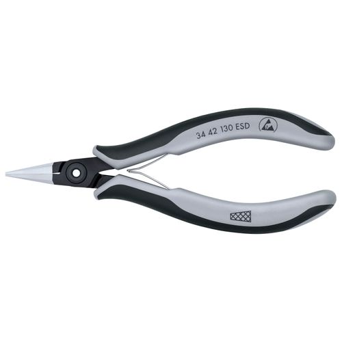 Main product image of 5-1/4" Electronics Pliers w/ Flat-Wide Tips and ESD Handles, Cross-Hatched