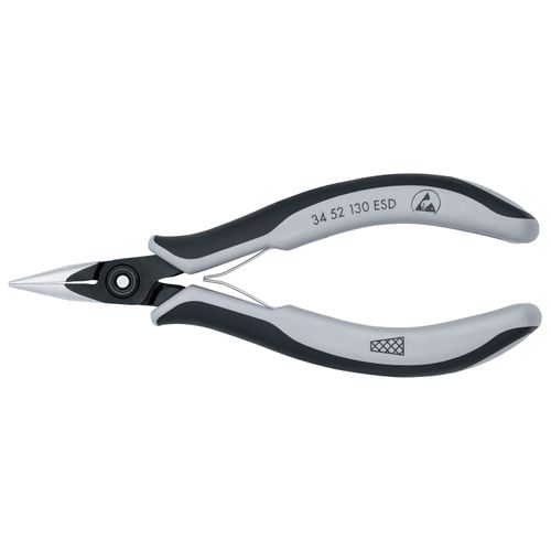 Main product image of 5-1/4" Electronics Pliers w/ Half-Round Tips and ESD Handles, Cross-Hatched