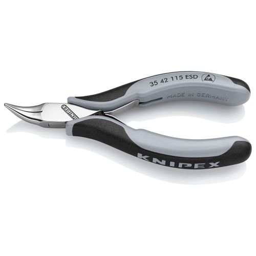 Main product image of 4-1/2" Electronics Pliers w/ Round Tips, Multi-Component Grips, ESD Handles, 45-Degree Angle