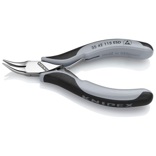 Main product image of 4-1/2" Electronics Pliers w/ Round Tips, Multi-Component Grips, ESD Handles, 45-Degree Angle