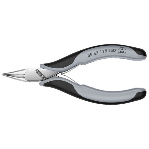 Main product image of 4-1/2" Electronics Pliers w/ Round Tips, Multi-Component Grips, ESD Handles, 45-Degree Angle