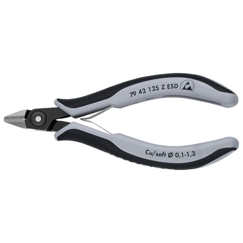 Main product image of 5" Precision Electronics Diagonal Cutters, Zinc-Plated Finish, ESD Handles