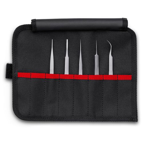 Main product image of 5 Piece Premium Stainless Steel Tweezer Set w/ Tool Roll