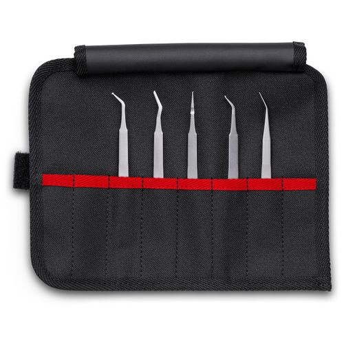 Main product image of 5 Piece Stainless Steel Precision Tweezers Set w/ Tool Roll