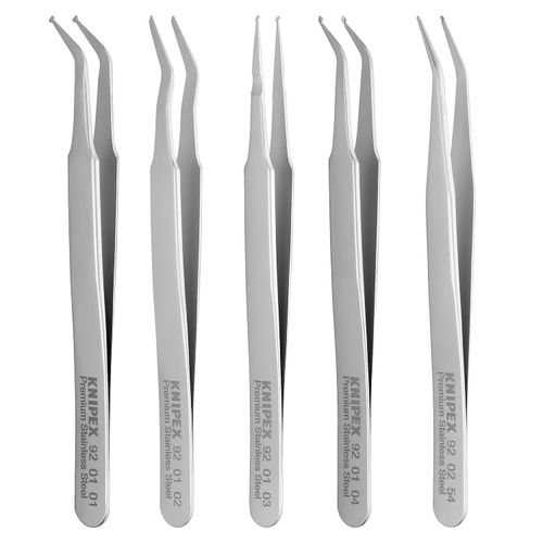 Main product image of 5 Piece Stainless Steel Precision Tweezers Set w/ Tool Roll