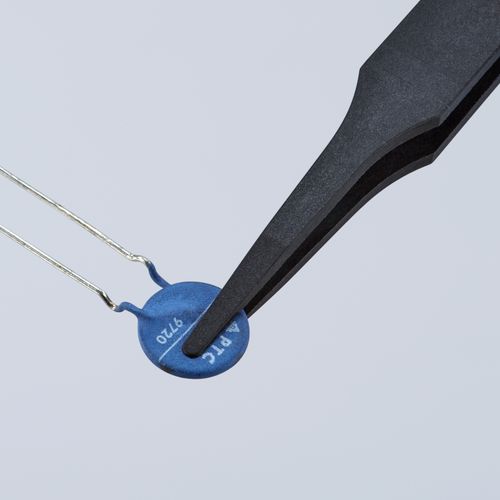 Main product image of 4-1/2" Plastic Gripping Tweezers w/ ESD Coating, Blunt Tips