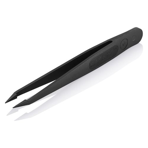 Main product image of 4-1/2" Plastic Gripping Tweezers w/ ESD Coating, Needle-Point Tips