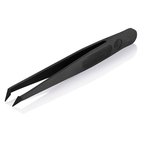 Main product image of 4-1/2" Plastic Gripping Tweezers w/ ESD Coating, 90-Degree Angle