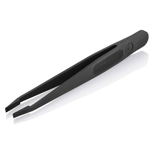 Main product image of 4-1/2" Plastic Gripping Tweezers w/ ESD Coating, Narrow Blunt Tips