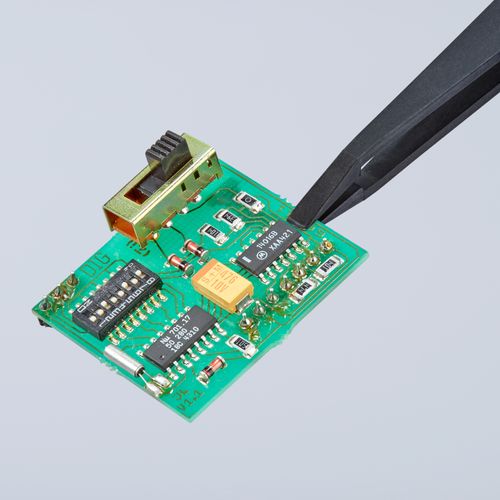 Main product image of 4-1/2" Plastic Gripping Tweezers w/ ESD Coating, Narrow Blunt Tips