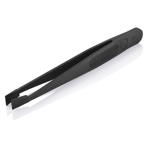Main product image of 4-1/2" Plastic Gripping Tweezers w/ ESD Coating, Wide Blunt Tips
