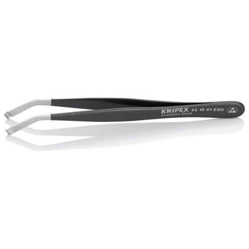 Main product image of 4-3/4" Stainless Steel Positioning Tweezers w/ ESD Coating, 35-Degree Angle