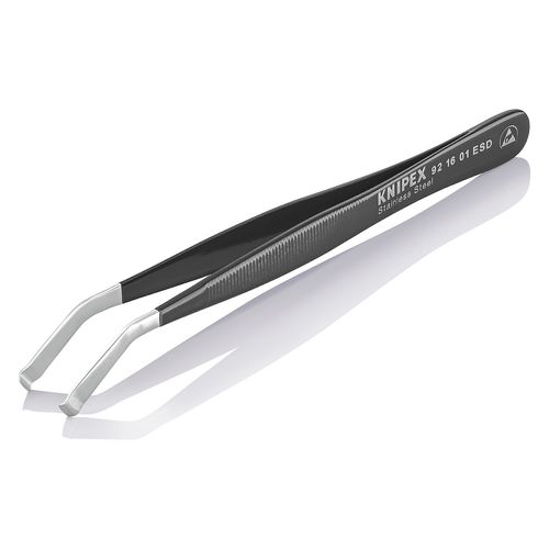 Main product image of 4-3/4" Stainless Steel Positioning Tweezers w/ ESD Coating, 35-Degree Angle