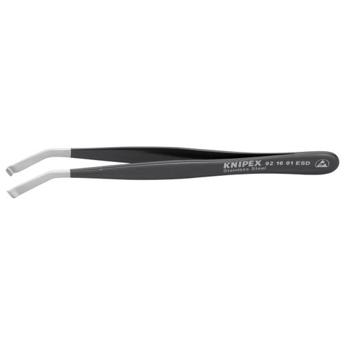 Main product image of 4-3/4" Stainless Steel Positioning Tweezers w/ ESD Coating, 35-Degree Angle