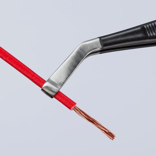 Main product image of 4-3/4" Stainless Steel Positioning Tweezers w/ ESD Coating, 35-Degree Angle