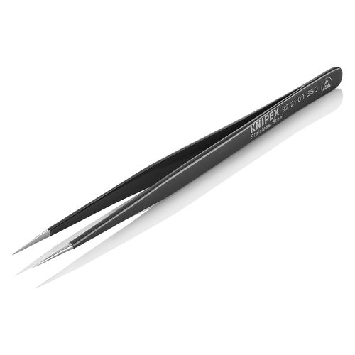 Main product image of 5-1/2" Stainless Steel Gripping Tweezers w/ ESD Coating, Needle-Point Tips