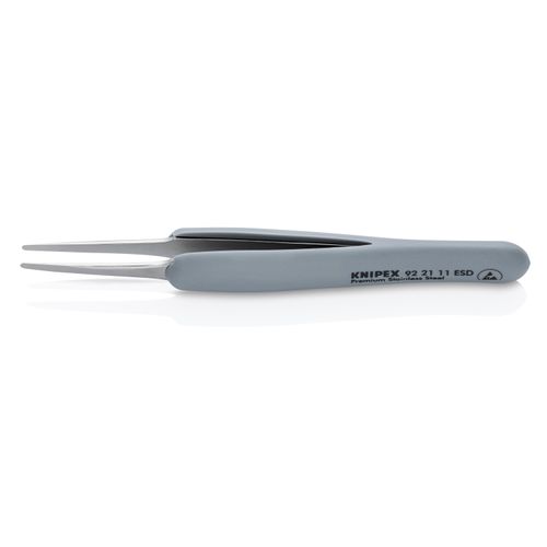 Main product image of 4" Premium Stainless Steel Precision Tweezers w/ ESD Rubber Handles, Blunt Tips