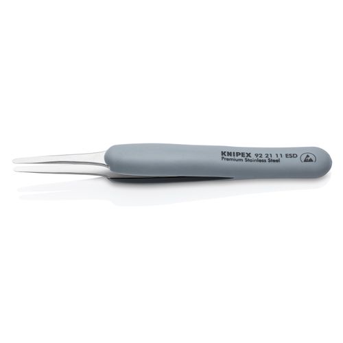 Main product image of 4" Premium Stainless Steel Precision Tweezers w/ ESD Rubber Handles, Blunt Tips