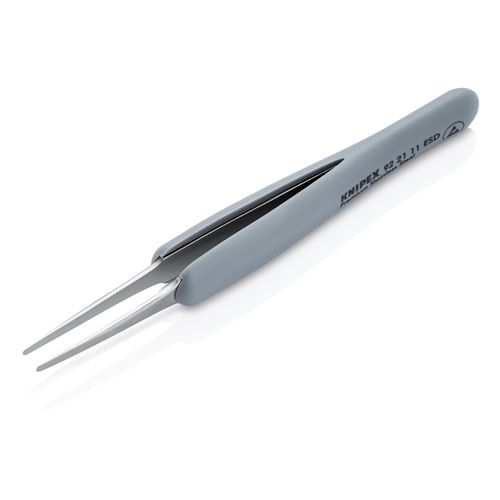 Main product image of 4" Premium Stainless Steel Precision Tweezers w/ ESD Rubber Handles, Blunt Tips