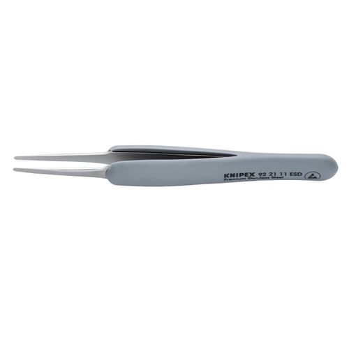 Main product image of 4" Premium Stainless Steel Precision Tweezers w/ ESD Rubber Handles, Blunt Tips