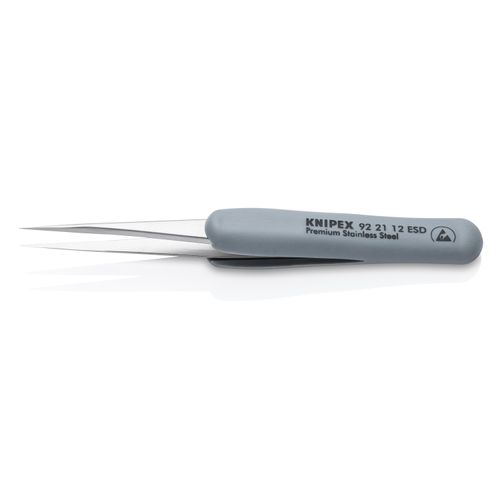 Main product image of 3-1/2" Premium Stainless Steel Precision Tweezers w/ ESD Rubber Handles, Needle-Point Tips