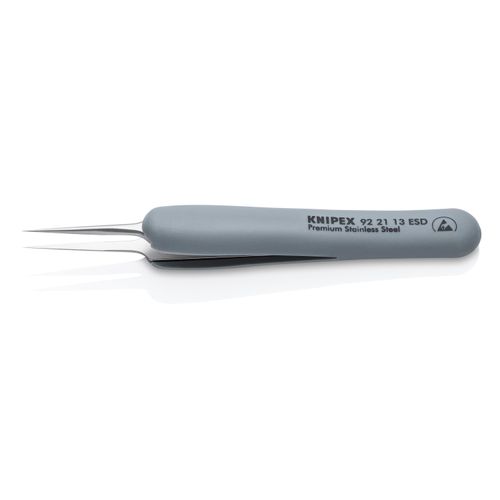 Main product image of 3-3/4" Premium Stainless Steel Precision Tweezers w/ ESD Rubber Handles, Needle-Point Tips