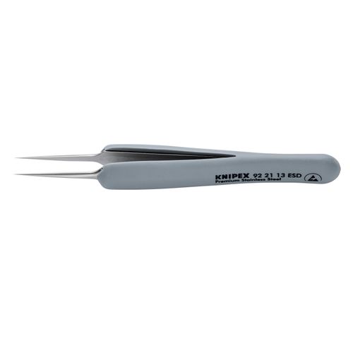 Main product image of 3-3/4" Premium Stainless Steel Precision Tweezers w/ ESD Rubber Handles, Needle-Point Tips