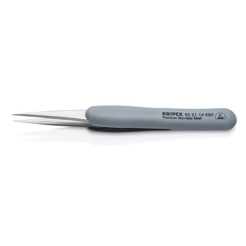 Main product image of 4" Premium Stainless Steel Precision Tweezers w/ ESD Rubber Handles, Pointed Tips