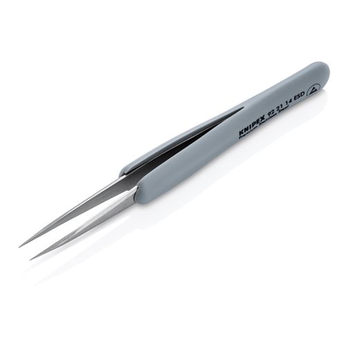 Main product image of 4" Premium Stainless Steel Precision Tweezers w/ ESD Rubber Handles, Pointed Tips