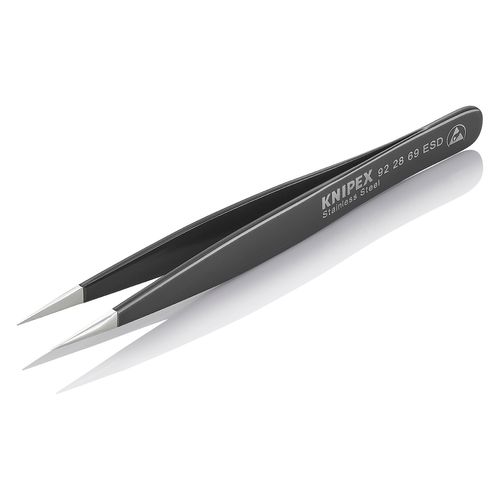 Main product image of 5-1/4" Stainless Steel Gripping Tweezers w/ ESD Coating, Needle-Point Tips