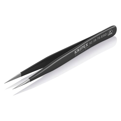Main product image of 4-1/2" Stainless Steel Gripping Tweezers w/ ESD Coating, Needle-Point Tips