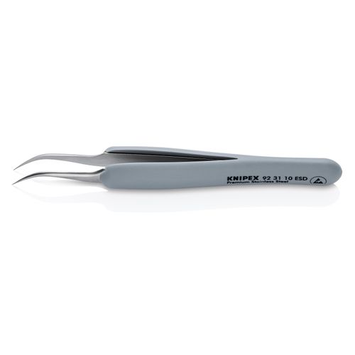 Main product image of 5" Premium Stainless Steel Precision Tweezers w/ ESD Coating, Needle-Point Tips, 45-Degree Angle